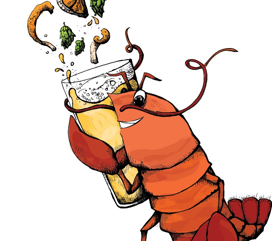 Boston Lobster drinking an IPA