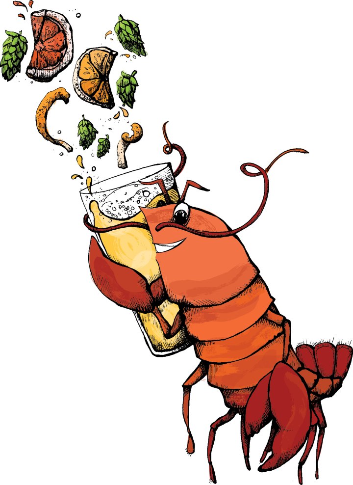 Boston Lobster drinking an IPA